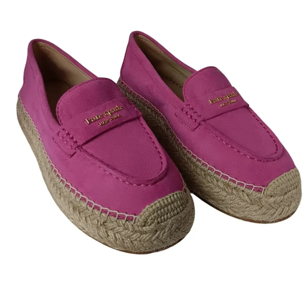 Kate Spade Eastwell Espadrille Flat Womens 6B Pink Suede Luxury Party Dress - Picture 2 of 10